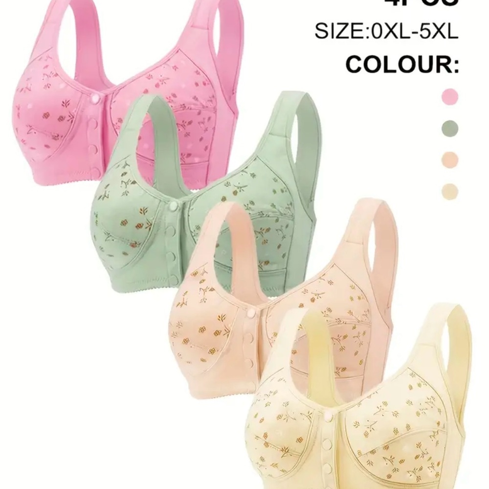 Floral Wireless Comfort Bras - Multicolor 4 pack